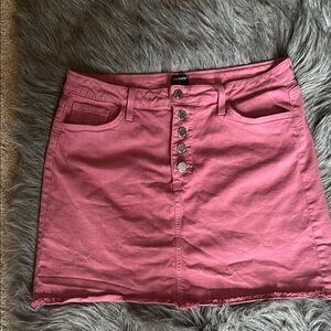 Raspberry stretchy button down skirt